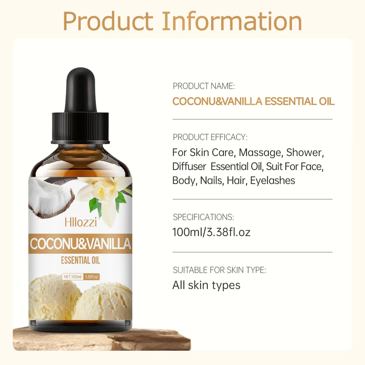 Coconut & Vanilla Essential Oil for Face & Body